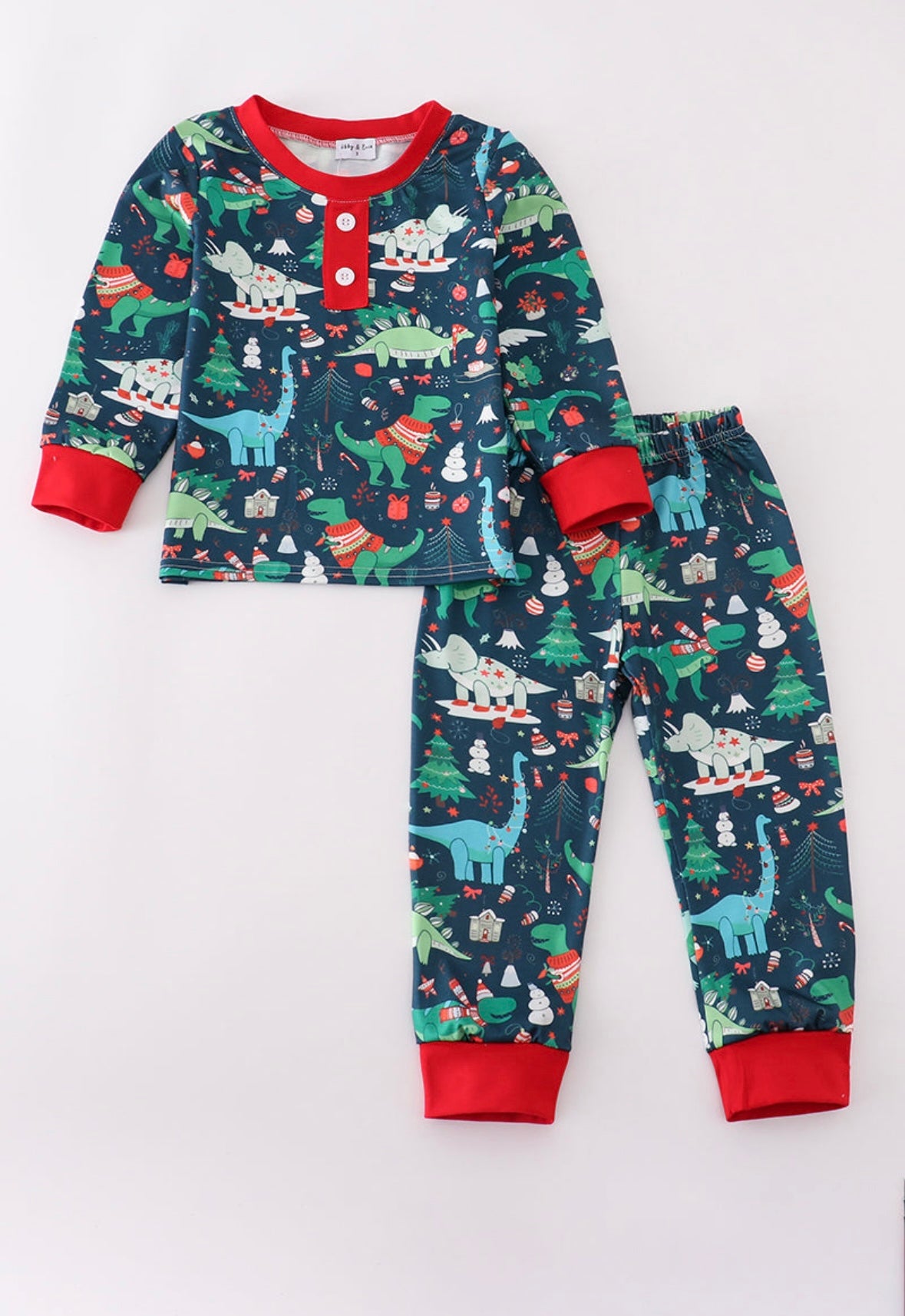 Green Dinosaur Christmas PJ's