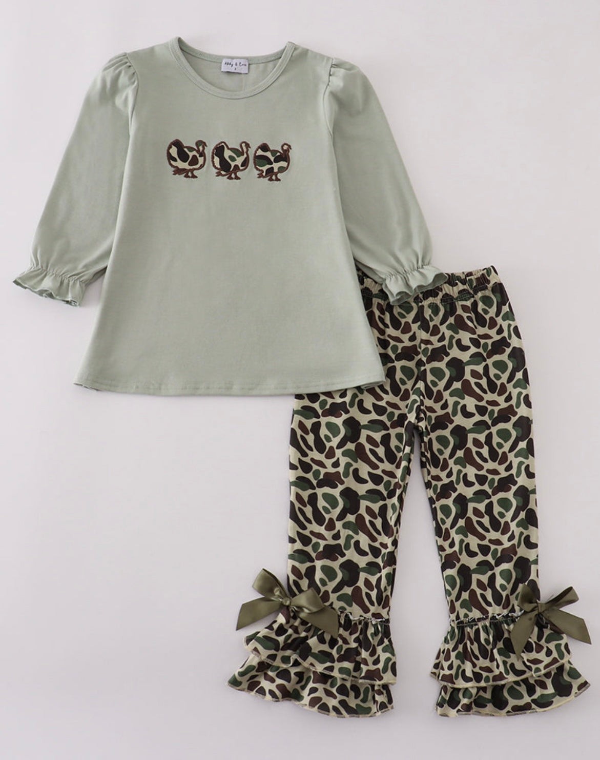 Sage camouflage turkey pants set