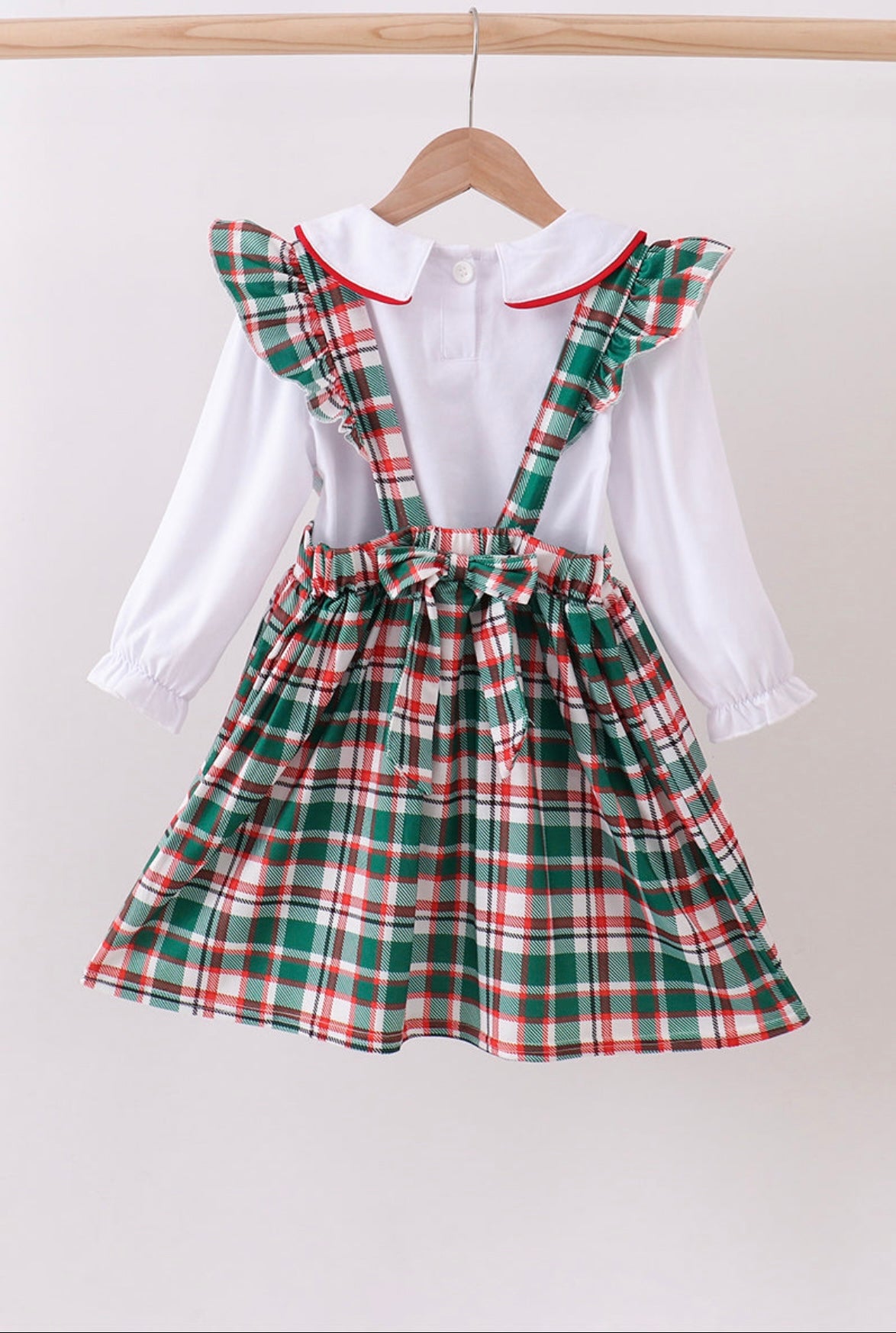 Green plaid ruffle dress