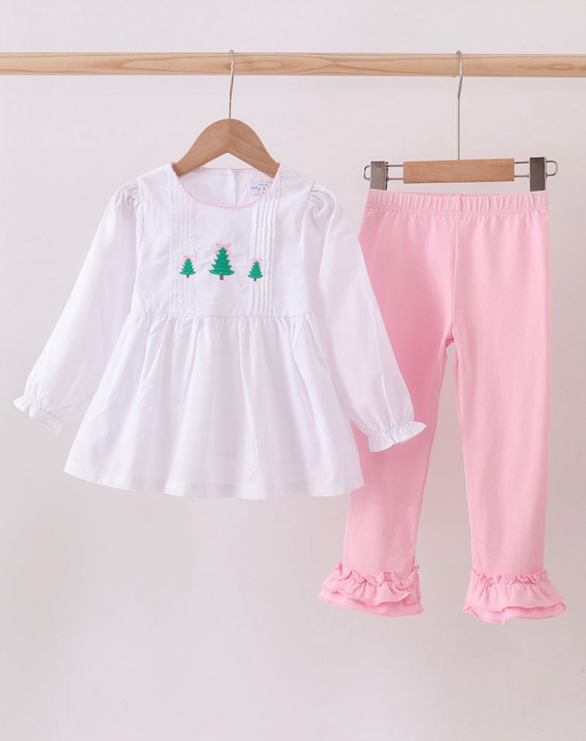 White Christmas Tree Ruffle Pants