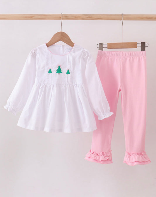 White Christmas Tree Ruffle Pants