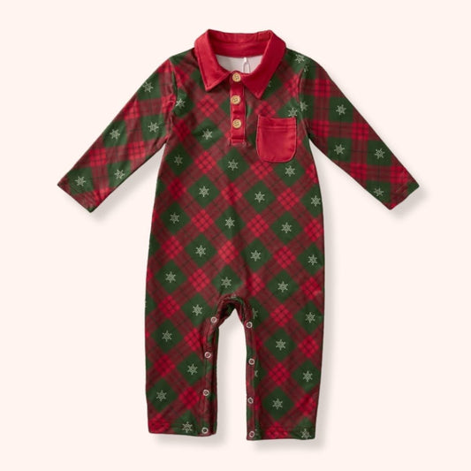 Christmas Plaid- Boy Romper