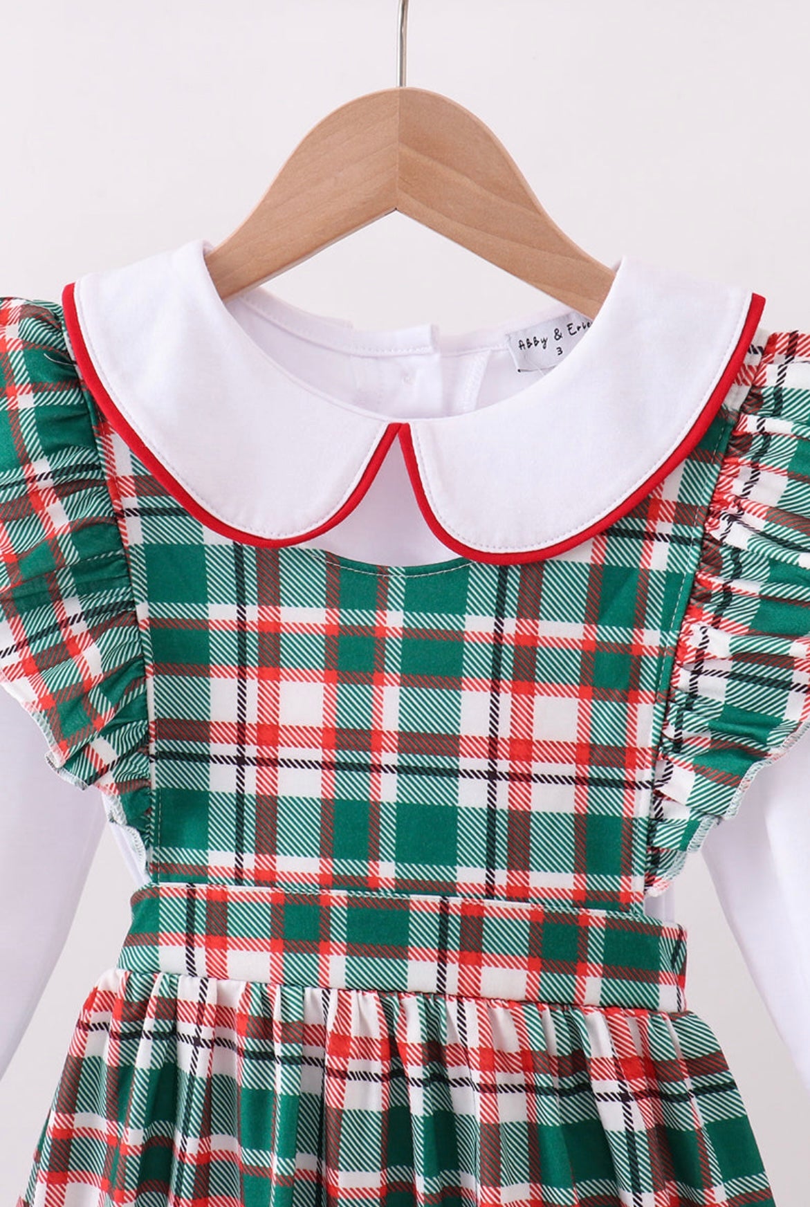 Green plaid ruffle dress