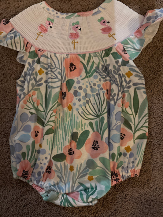 Floral Flamingo Romper