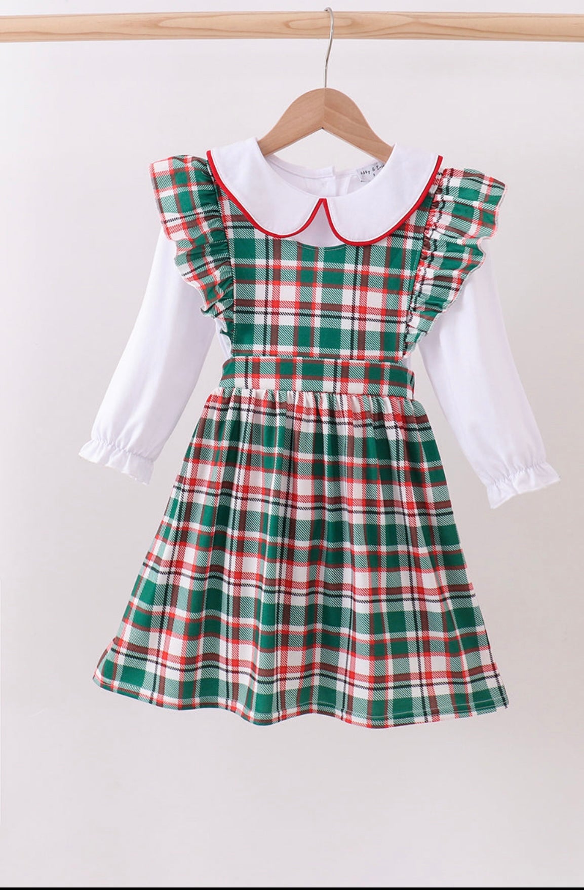 Green plaid ruffle dress