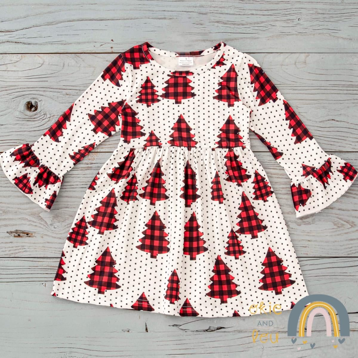 Gingham Pine Trees Dress