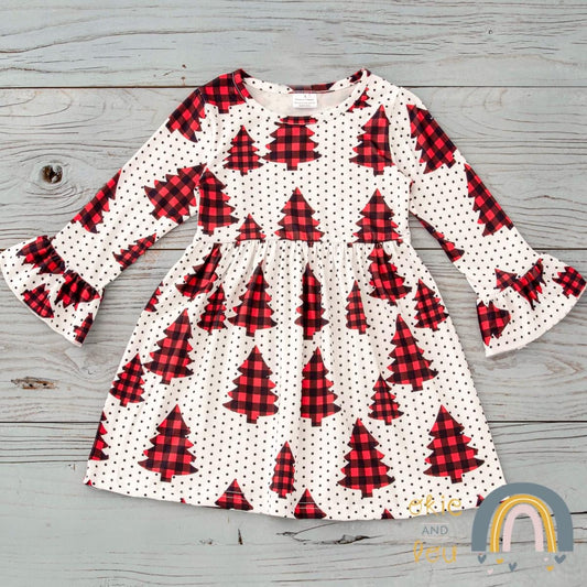 Gingham Pine Trees Dress